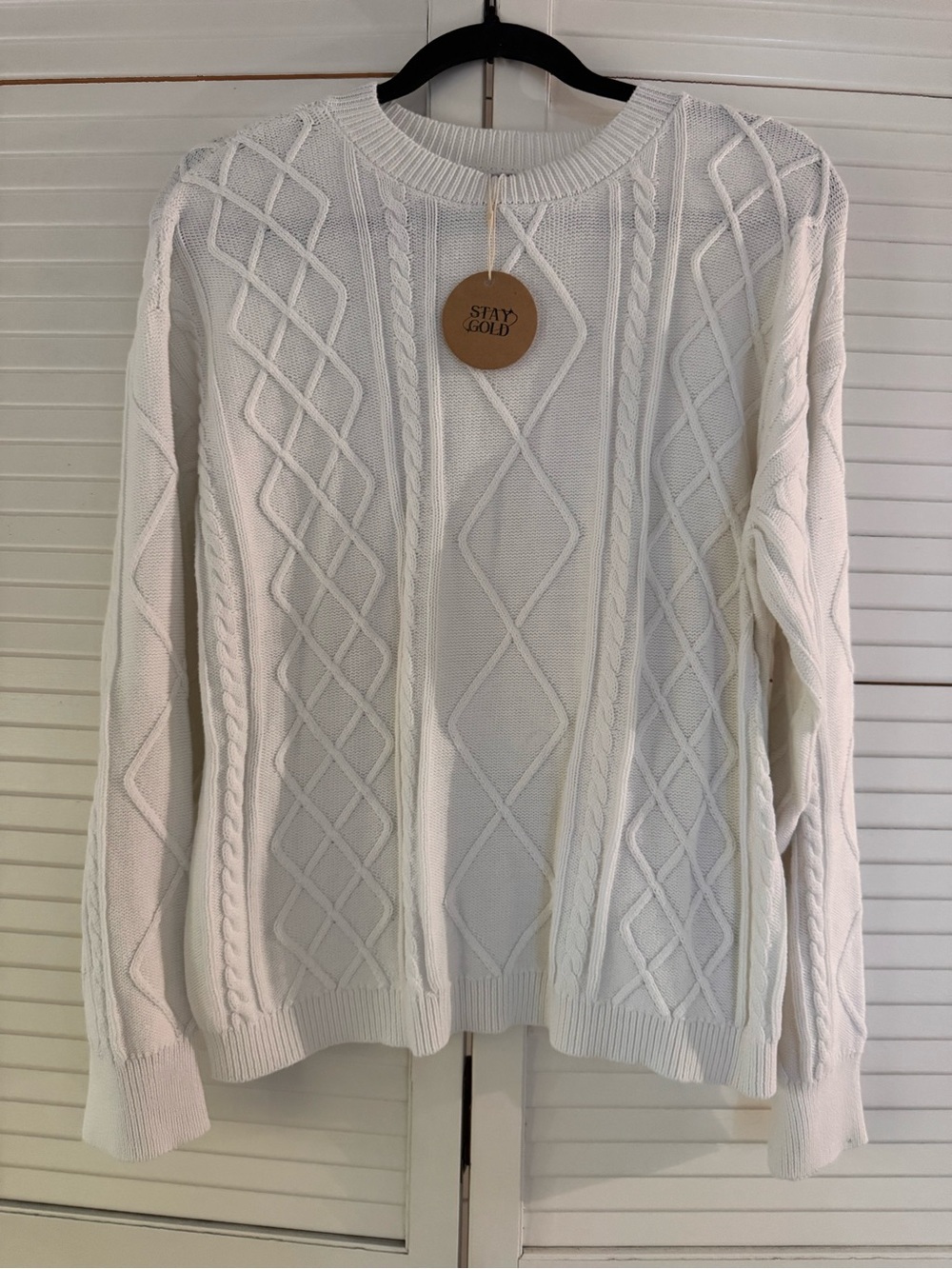 Edikted Women's White Cable Knit Cotton Sweater